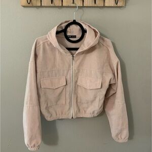 Corduroy Crop Hooded Zip Up